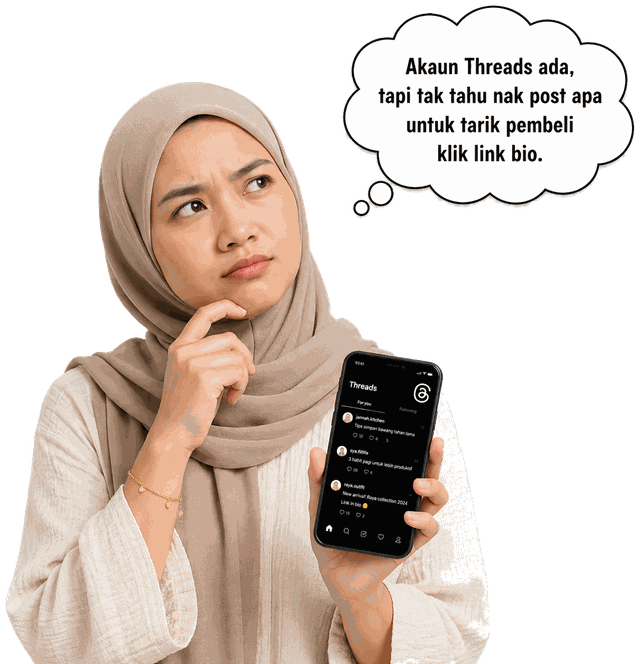 Akaun Threads ada, tapi tak tahu nak post apa untuk tarik pembeli klik link bio.