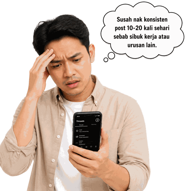 Susah nak konsisten post 10-20 kali sehari sebab sibuk kerja atau urusan lain.
