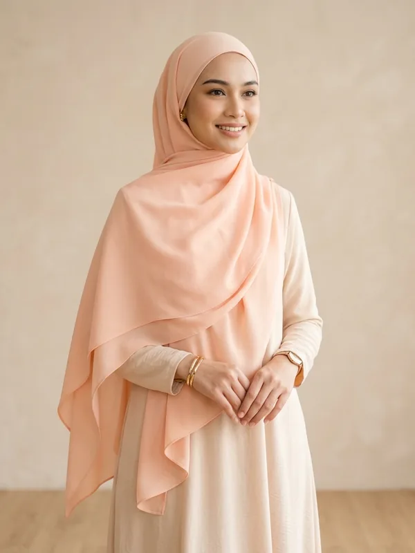 Khimar soft premium double layer pinless