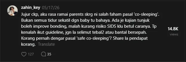 Contoh Posting Co-sleeping