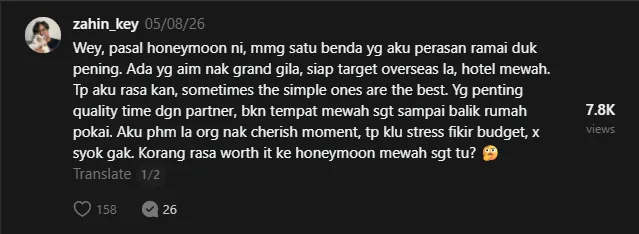 Contoh Posting Honeymoon