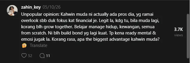 Contoh Posting Kahwin Muda